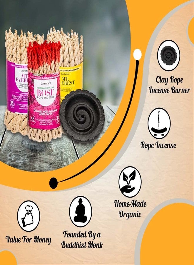 Lamatar1 Bundle Rope Incense Gift Package- 3 Bundle APPR. 135 in Ropes Including Spiral Design Clay Rope Incense Burner - Image 2